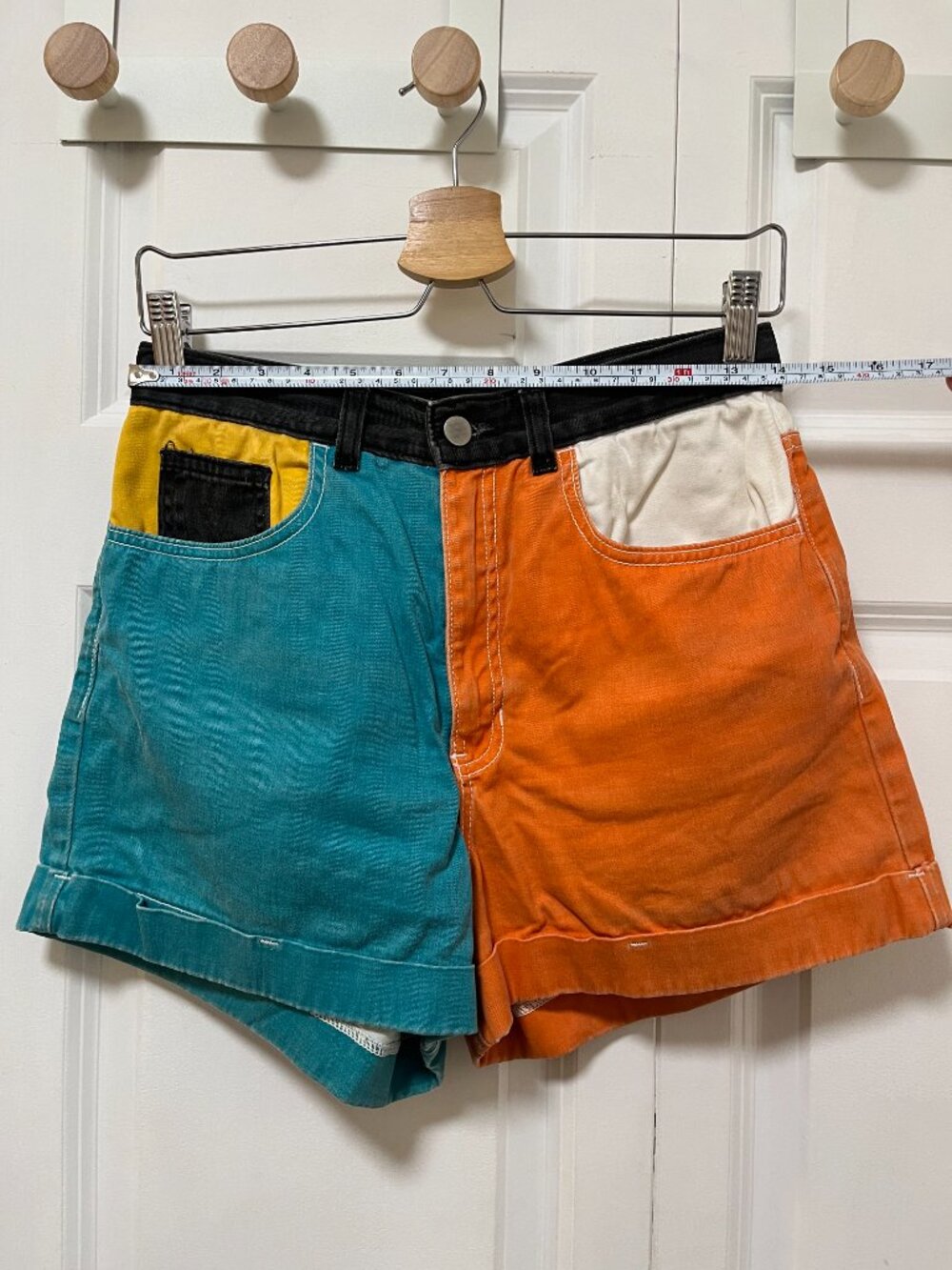 Vintage American Apparel Color Block High Waisted Denim Shorts - Picture 4 of 4